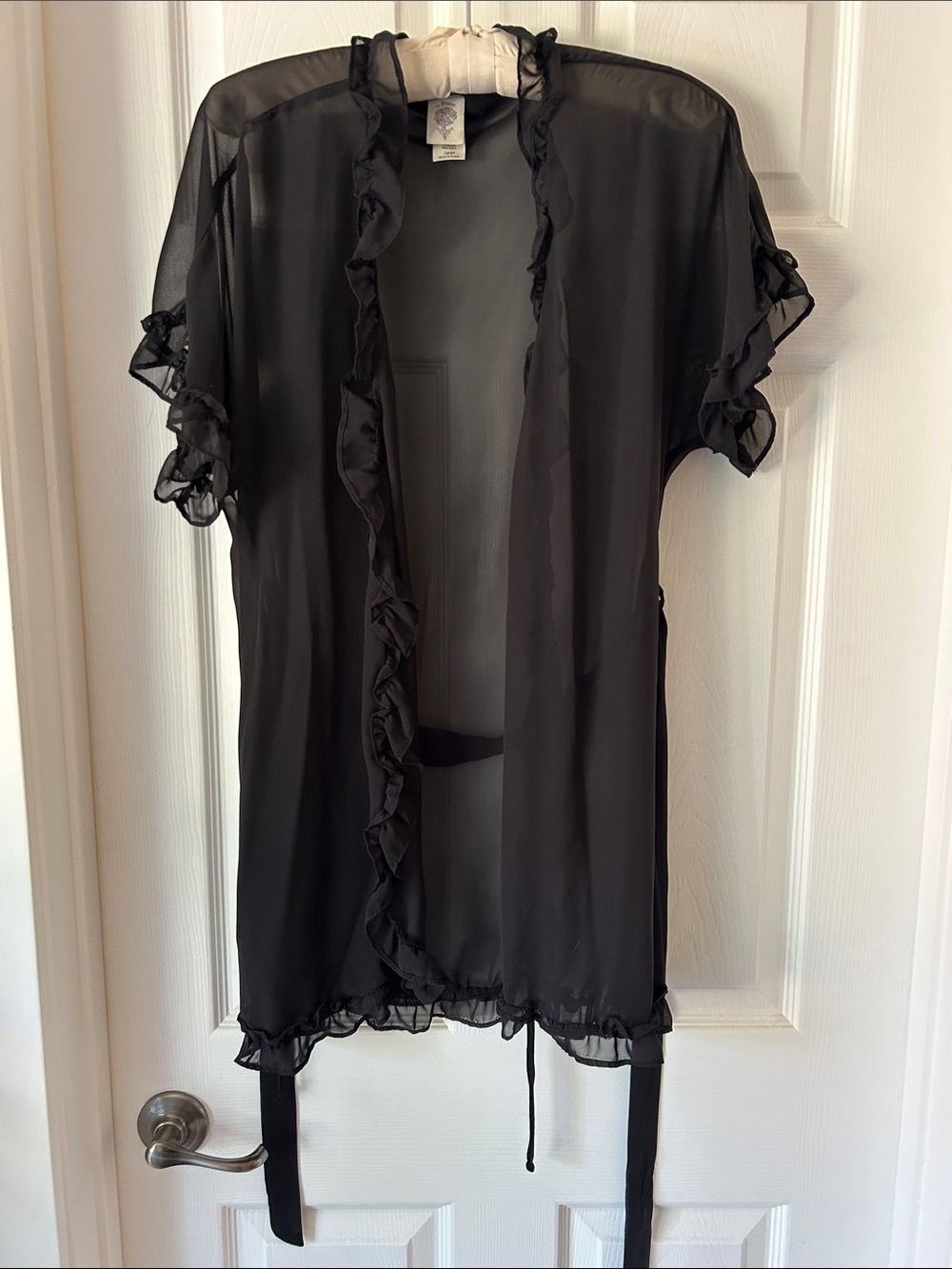 Black Sheer Ruffle Tie Robe - Women's Intimates & Sleepwear